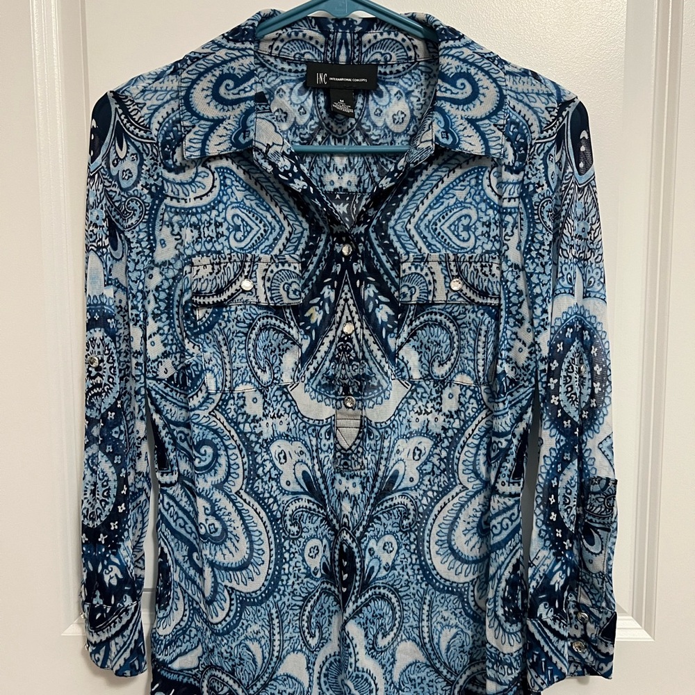 Blue Patterned Women's Top